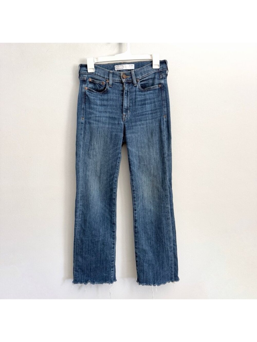 AYR The Pop Straight Leg Blue Jeans Raw Hem Stretch Denim Medium Wash Women’s 27
